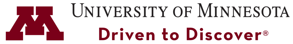 University of Minnesota logo. Driven to discover.